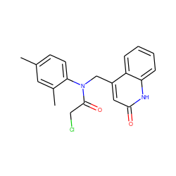 Cc1ccc(N(Cc2cc(=O)[nH]c3ccccc23)C(=O)CCl)c(C)c1 ZINC000009158992