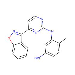 Cc1ccc(N)cc1Nc1nccc(-c2noc3ccccc23)n1 ZINC000036187669