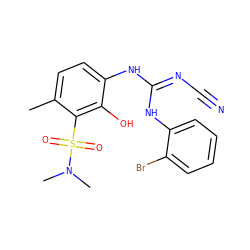 Cc1ccc(N/C(=N/C#N)Nc2ccccc2Br)c(O)c1S(=O)(=O)N(C)C ZINC000036143844