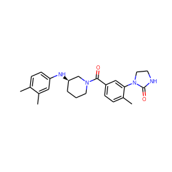 Cc1ccc(N[C@@H]2CCCN(C(=O)c3ccc(C)c(N4CCNC4=O)c3)C2)cc1C ZINC000012317980