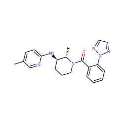 Cc1ccc(N[C@@H]2CCCN(C(=O)c3ccccc3-n3nccn3)[C@H]2C)nc1 ZINC000218465298