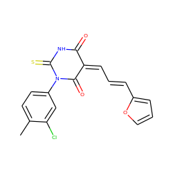 Cc1ccc(N2C(=O)/C(=C\C=C\c3ccco3)C(=O)NC2=S)cc1Cl ZINC000033334434