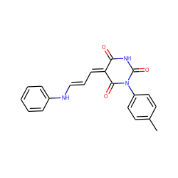 Cc1ccc(N2C(=O)NC(=O)/C(=C/C=C/Nc3ccccc3)C2=O)cc1 ZINC000006897974