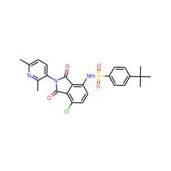 Cc1ccc(N2C(=O)c3c(Cl)ccc(NS(=O)(=O)c4ccc(C(C)(C)C)cc4)c3C2=O)c(C)n1 ZINC000653852891