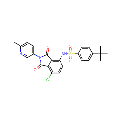 Cc1ccc(N2C(=O)c3c(Cl)ccc(NS(=O)(=O)c4ccc(C(C)(C)C)cc4)c3C2=O)cn1 ZINC000653850177