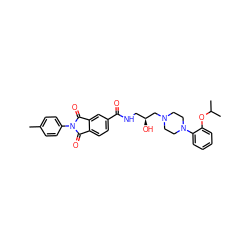 Cc1ccc(N2C(=O)c3ccc(C(=O)NC[C@H](O)CN4CCN(c5ccccc5OC(C)C)CC4)cc3C2=O)cc1 ZINC000026279640