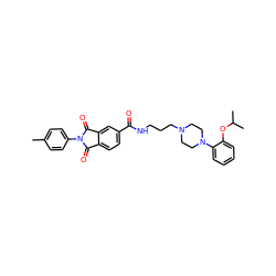 Cc1ccc(N2C(=O)c3ccc(C(=O)NCCCN4CCN(c5ccccc5OC(C)C)CC4)cc3C2=O)cc1 ZINC000026277090