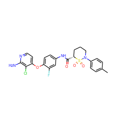 Cc1ccc(N2CCC[C@@H](C(=O)Nc3ccc(Oc4ccnc(N)c4Cl)c(F)c3)S2(=O)=O)cc1 ZINC000169333313