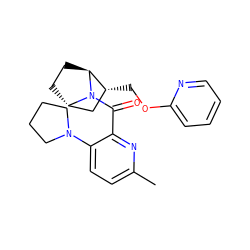 Cc1ccc(N2CCCC2)c(C(=O)N2[C@H]3CC[C@H]2[C@H](COc2ccccn2)C3)n1 ZINC000226086736