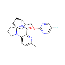 Cc1ccc(N2CCCC2)c(C(=O)N2[C@H]3CC[C@H]2[C@H](COc2ncc(F)cn2)C3)n1 ZINC000226061970