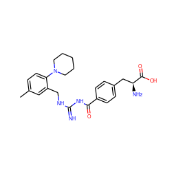 Cc1ccc(N2CCCCC2)c(CNC(=N)NC(=O)c2ccc(C[C@H](N)C(=O)O)cc2)c1 ZINC000653846237