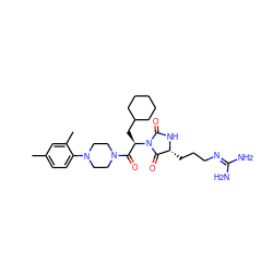 Cc1ccc(N2CCN(C(=O)[C@@H](CC3CCCCC3)N3C(=O)N[C@H](CCCN=C(N)N)C3=O)CC2)c(C)c1 ZINC000026278961