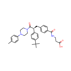 Cc1ccc(N2CCN(C(=O)[C@@H](Cc3ccc(C(=O)NCCC(=O)O)cc3)c3ccc(C(C)(C)C)cc3)CC2)cc1 ZINC000026173560