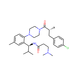 Cc1ccc(N2CCN(C(=O)[C@H](C)Cc3ccc(Cl)cc3)CC2)c([C@@H](NC(=O)CCN(C)C)C(C)C)c1 ZINC000028867163