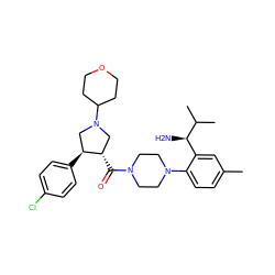 Cc1ccc(N2CCN(C(=O)[C@H]3CN(C4CCOCC4)C[C@@H]3c3ccc(Cl)cc3)CC2)c([C@@H](N)C(C)C)c1 ZINC000028824118