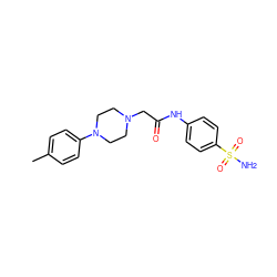 Cc1ccc(N2CCN(CC(=O)Nc3ccc(S(N)(=O)=O)cc3)CC2)cc1 ZINC000273611525