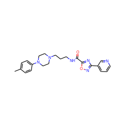 Cc1ccc(N2CCN(CCCNC(=O)c3nc(-c4cccnc4)no3)CC2)cc1 ZINC000029043370