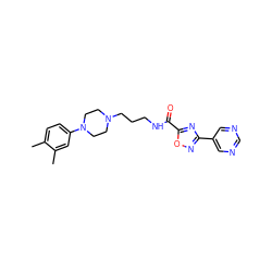 Cc1ccc(N2CCN(CCCNC(=O)c3nc(-c4cncnc4)no3)CC2)cc1C ZINC000029043008