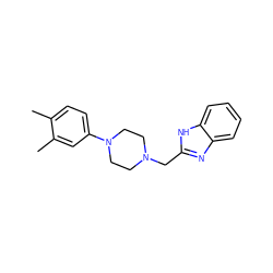 Cc1ccc(N2CCN(Cc3nc4ccccc4[nH]3)CC2)cc1C ZINC000013581153