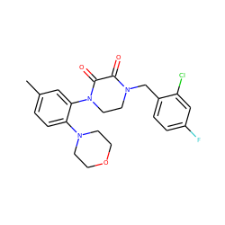 Cc1ccc(N2CCOCC2)c(N2CCN(Cc3ccc(F)cc3Cl)C(=O)C2=O)c1 ZINC000095565320