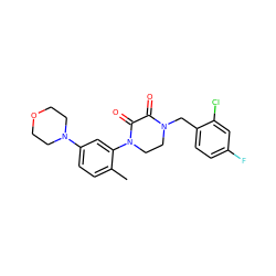 Cc1ccc(N2CCOCC2)cc1N1CCN(Cc2ccc(F)cc2Cl)C(=O)C1=O ZINC000095565596