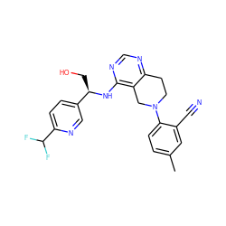 Cc1ccc(N2CCc3ncnc(N[C@H](CO)c4ccc(C(F)F)nc4)c3C2)c(C#N)c1 ZINC000043200546