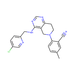 Cc1ccc(N2CCc3ncnc(NCc4ccc(Cl)cn4)c3C2)c(C#N)c1 ZINC000148786688