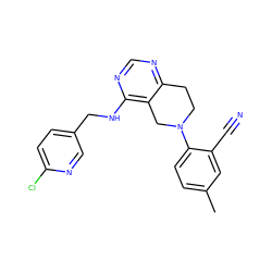 Cc1ccc(N2CCc3ncnc(NCc4ccc(Cl)nc4)c3C2)c(C#N)c1 ZINC000148786482