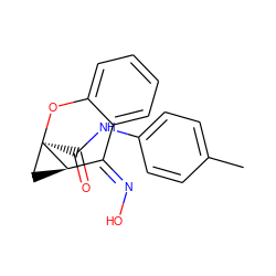 Cc1ccc(NC(=O)[C@@]23C[C@@H]2/C(=N\O)c2ccccc2O3)cc1 ZINC000066259495