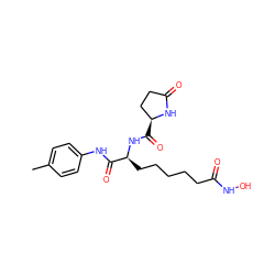 Cc1ccc(NC(=O)[C@H](CCCCCC(=O)NO)NC(=O)[C@H]2CCC(=O)N2)cc1 ZINC000103231965