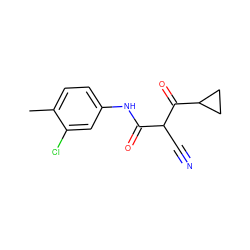 Cc1ccc(NC(=O)C(C#N)C(=O)C2CC2)cc1Cl ZINC000039006528