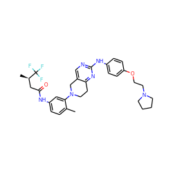 Cc1ccc(NC(=O)C[C@@H](C)C(F)(F)F)cc1N1CCc2nc(Nc3ccc(OCCN4CCCC4)cc3)ncc2C1 ZINC000206214173