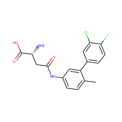 Cc1ccc(NC(=O)C[C@@H](N)C(=O)O)cc1-c1ccc(F)c(Cl)c1 ZINC000028528165