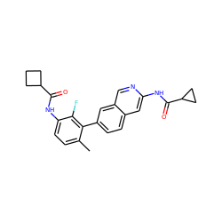 Cc1ccc(NC(=O)C2CCC2)c(F)c1-c1ccc2cc(NC(=O)C3CC3)ncc2c1 ZINC000144444086