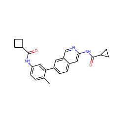 Cc1ccc(NC(=O)C2CCC2)cc1-c1ccc2cc(NC(=O)C3CC3)ncc2c1 ZINC000144321014