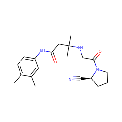 Cc1ccc(NC(=O)CC(C)(C)NCC(=O)N2CCC[C@H]2C#N)cc1C ZINC000036310895