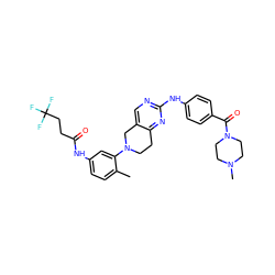 Cc1ccc(NC(=O)CCC(F)(F)F)cc1N1CCc2nc(Nc3ccc(C(=O)N4CCN(C)CC4)cc3)ncc2C1 ZINC000146219387