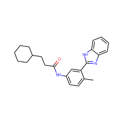 Cc1ccc(NC(=O)CCC2CCCCC2)cc1-c1nc2ccccc2[nH]1 ZINC000013757517