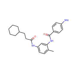 Cc1ccc(NC(=O)CCC2CCCCC2)cc1NC(=O)c1ccc(N)cc1 ZINC000013757503