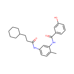 Cc1ccc(NC(=O)CCC2CCCCC2)cc1NC(=O)c1cccc(O)c1 ZINC000013757497