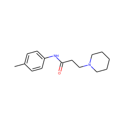 Cc1ccc(NC(=O)CCN2CCCCC2)cc1 ZINC000000176402