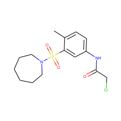 Cc1ccc(NC(=O)CCl)cc1S(=O)(=O)N1CCCCCC1 ZINC000003885226