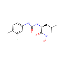 Cc1ccc(NC(=O)N[C@@H](CC(C)C)C(=O)NO)cc1Cl ZINC000653786674