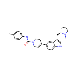 Cc1ccc(NC(=O)N2CC=C(c3ccc4[nH]cc(C[C@H]5CCCN5C)c4c3)CC2)cc1 ZINC000013553513