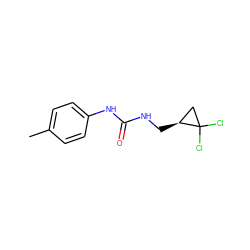 Cc1ccc(NC(=O)NC[C@H]2CC2(Cl)Cl)cc1 ZINC000003423479