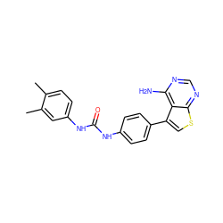 Cc1ccc(NC(=O)Nc2ccc(-c3csc4ncnc(N)c34)cc2)cc1C ZINC000063298195