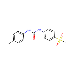 Cc1ccc(NC(=O)Nc2ccc(S(C)(=O)=O)cc2)cc1 ZINC000029038906