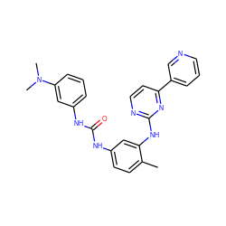 Cc1ccc(NC(=O)Nc2cccc(N(C)C)c2)cc1Nc1nccc(-c2cccnc2)n1 ZINC000028455984