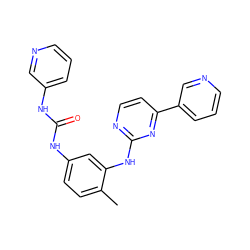 Cc1ccc(NC(=O)Nc2cccnc2)cc1Nc1nccc(-c2cccnc2)n1 ZINC000028390775