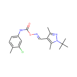 Cc1ccc(NC(=O)O/N=C/c2c(C)nn(C(C)(C)C)c2C)cc1Cl ZINC000001048837